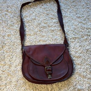 Vintage 1980s Satchel and Fable Handmade Women Genuine Brown Leather Shoulder Ba